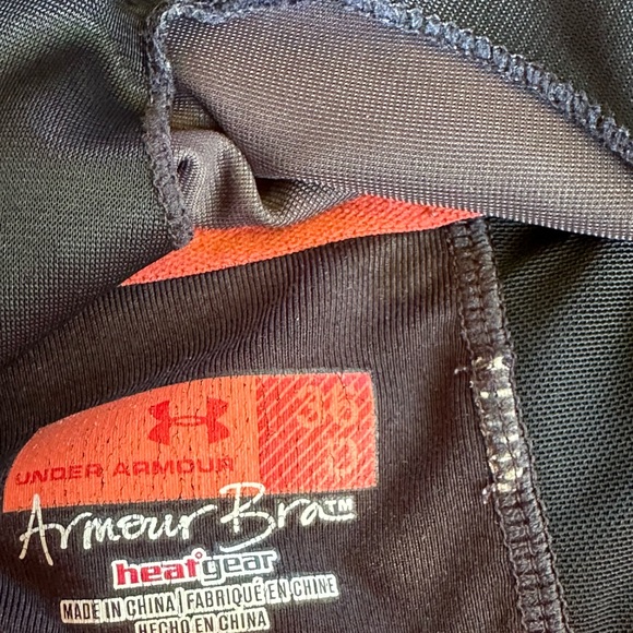 UNDER ARMOR SPORTS BRA SET OF 2 size 36 D BLACK AND ORANGE - Picture 8 of 9